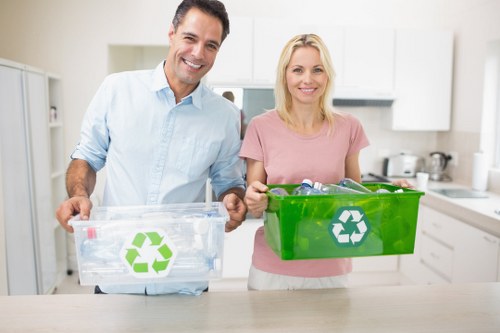 Professional team handling construction waste disposal